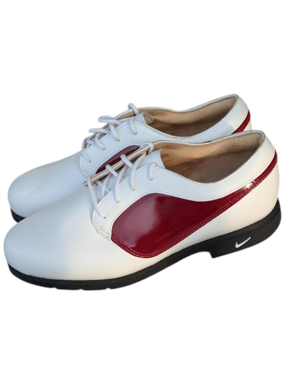 Vintage 2003 Nike Golf Verdana Last Shoes Women's 6.5 White Red Leather Spiked